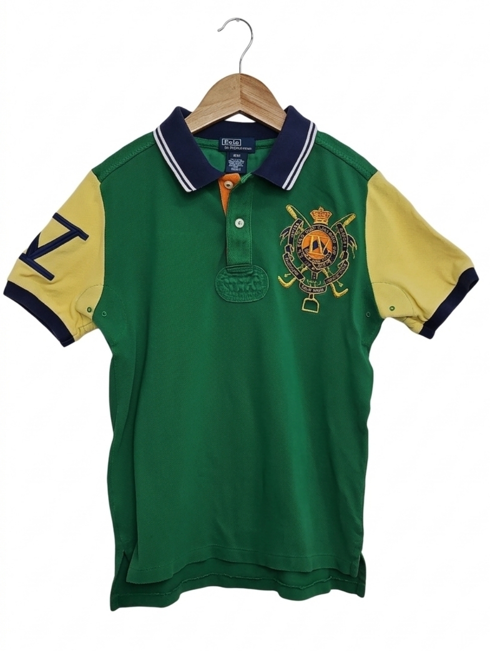 Polo Ralph Lauren Green Polo Colorblock Bleeker Crest Shirt Sz Small 8